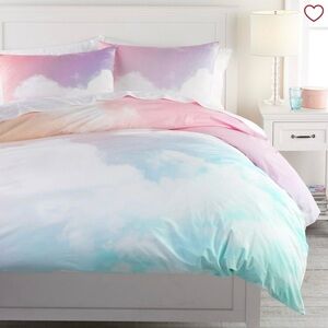 Pottery Barn Teen Rainbow Sky Organic Full Duvet and Pillow Shams